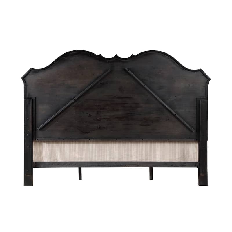 Upholstered Bed in Beige and Antique Black