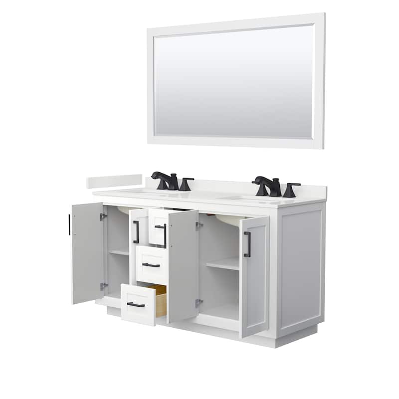 Miranda 60-inch Double Vanity, Quartz Top, 58-inch Mirror