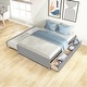 preview thumbnail 6 of 16, Simple Platform Bed Full Size Wood Bed Frame with Twin Trundle and 2 Drawers Suit for Kids Bedroom, No Box Spring Needed Grey