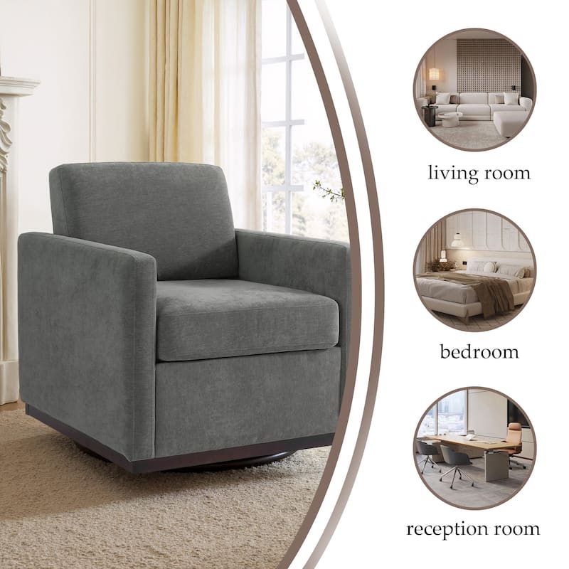 uixe Modern Upholstered Swivel Accent Chair with Pocket Spring Seat
