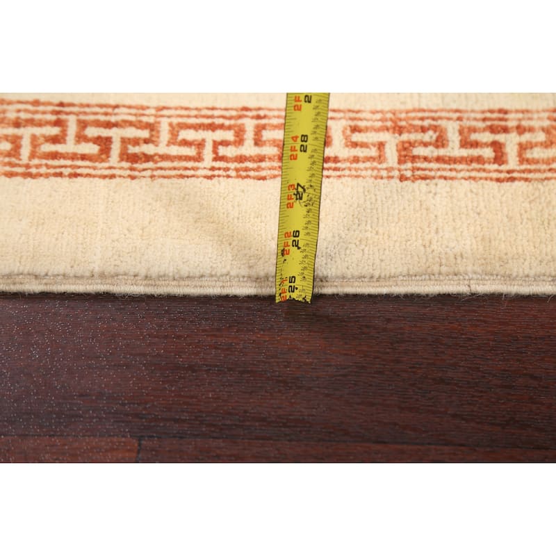 Geometric Bordered Wool Gabbeh Kashkoli Oriental Area Rug Hand-knotted - 3'2" x 5'4"