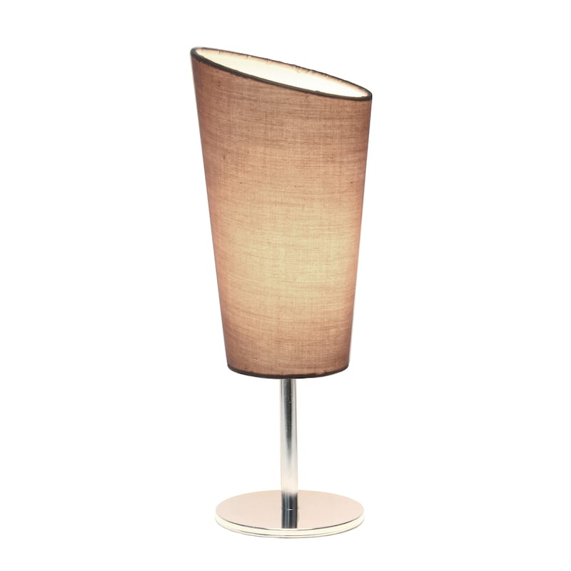 12.4" Chic Chrome Slanted Shade Accent Table Lamp, Stylish Lighting For Living Room, Bedroom, Office, Black Shade
