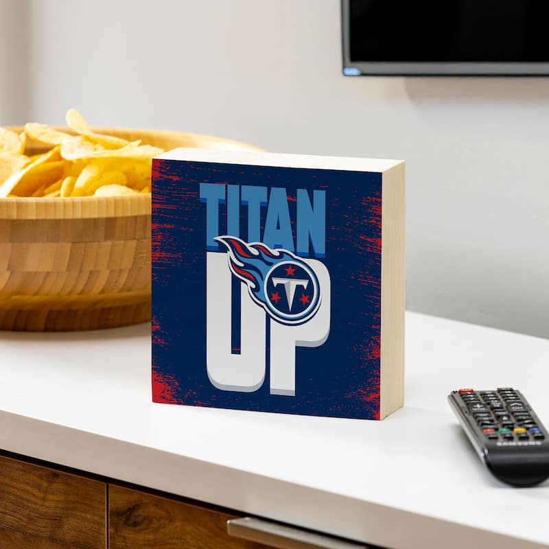 Tennessee Titans Wooden Tabletop Mantel Shelf Sign - 6" x 6"