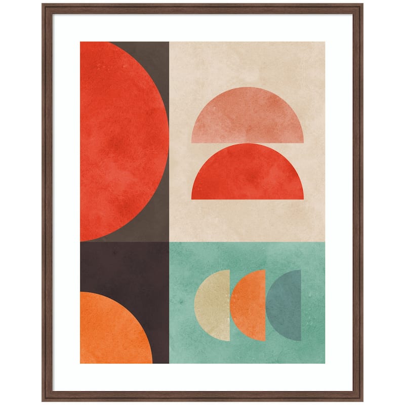 Kate and Laurel Circles in harmony No11 by Vitor Costa Framed Wall Art Print - 34 x 42 - Brown