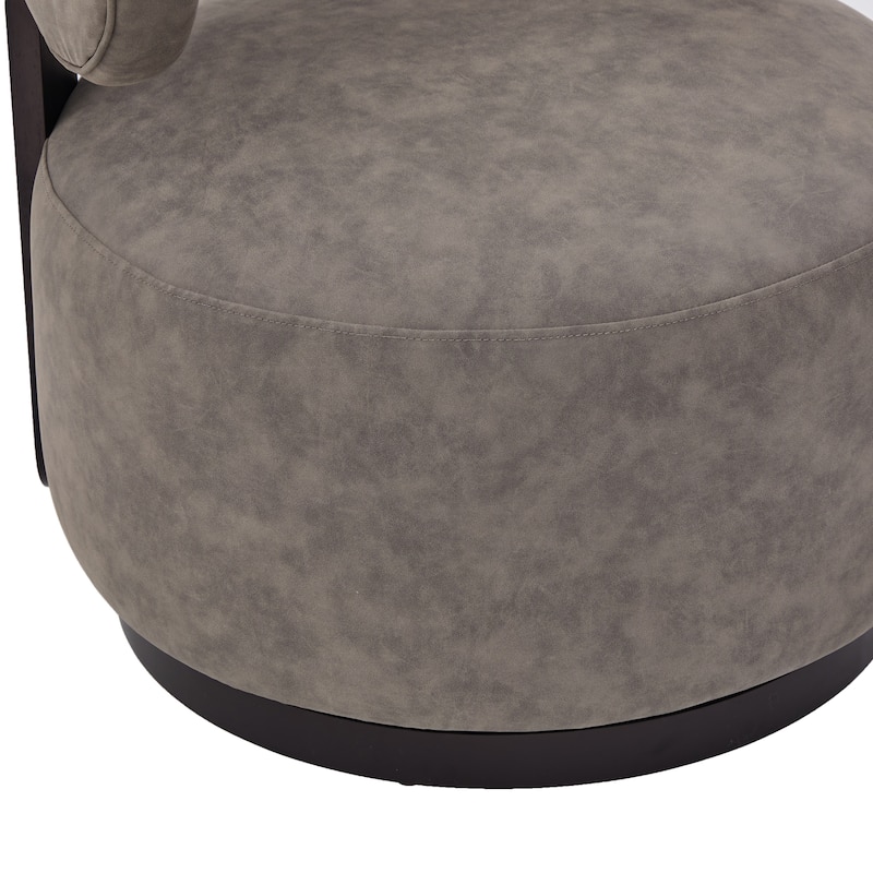 Christopher Knight Home -Modern PU Upholstered Swivel Club Chair with Wooden Base