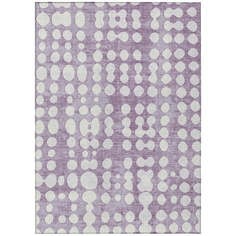 Machine Washable Indoor/ Outdoor Chantille Dots Abstract Rug