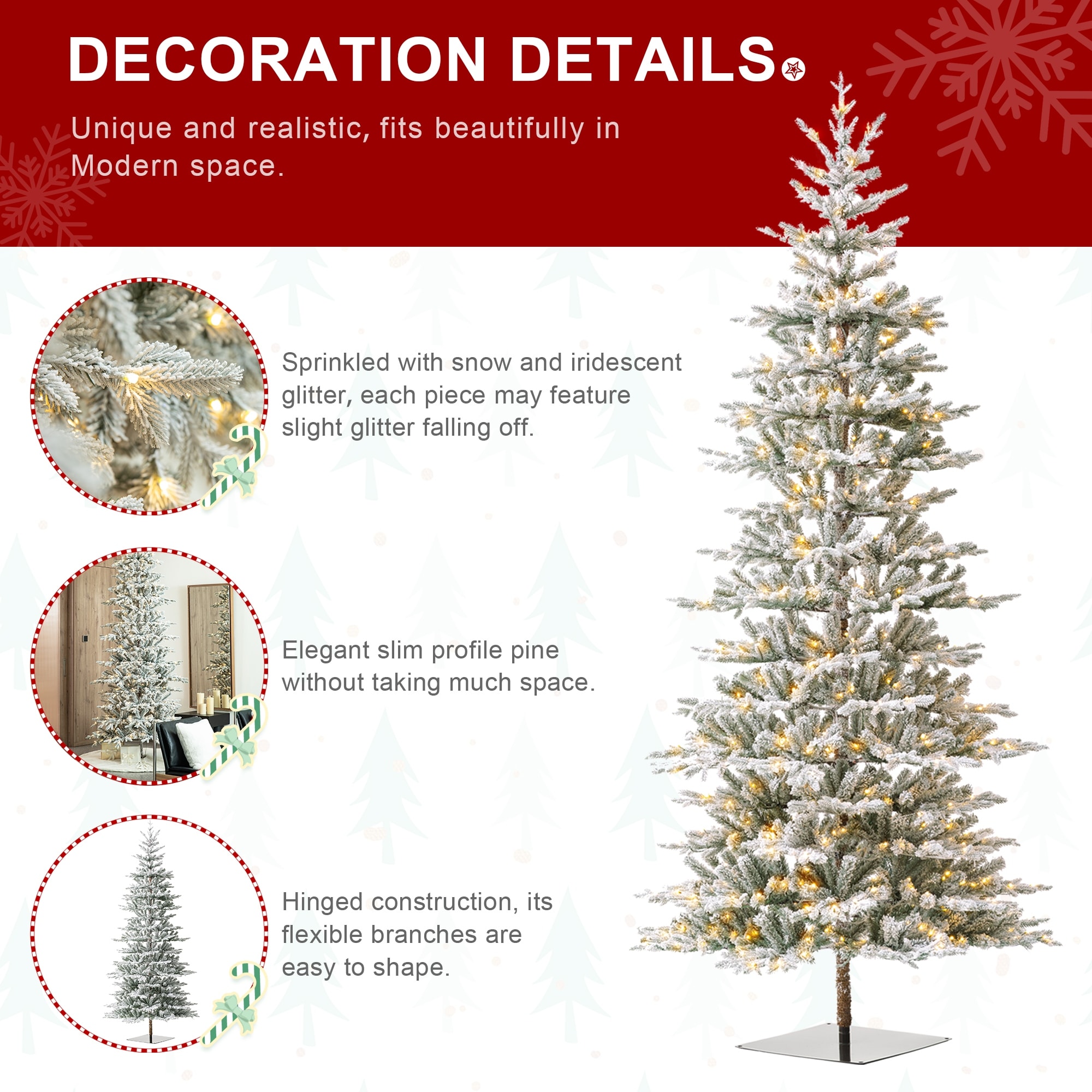 Glitzhome 8ft/10ft Pre-Lit Deluxe White Pine Slim Christmas Tree with Remote  Controller - On Sale - Bed Bath & Beyond - 37904905