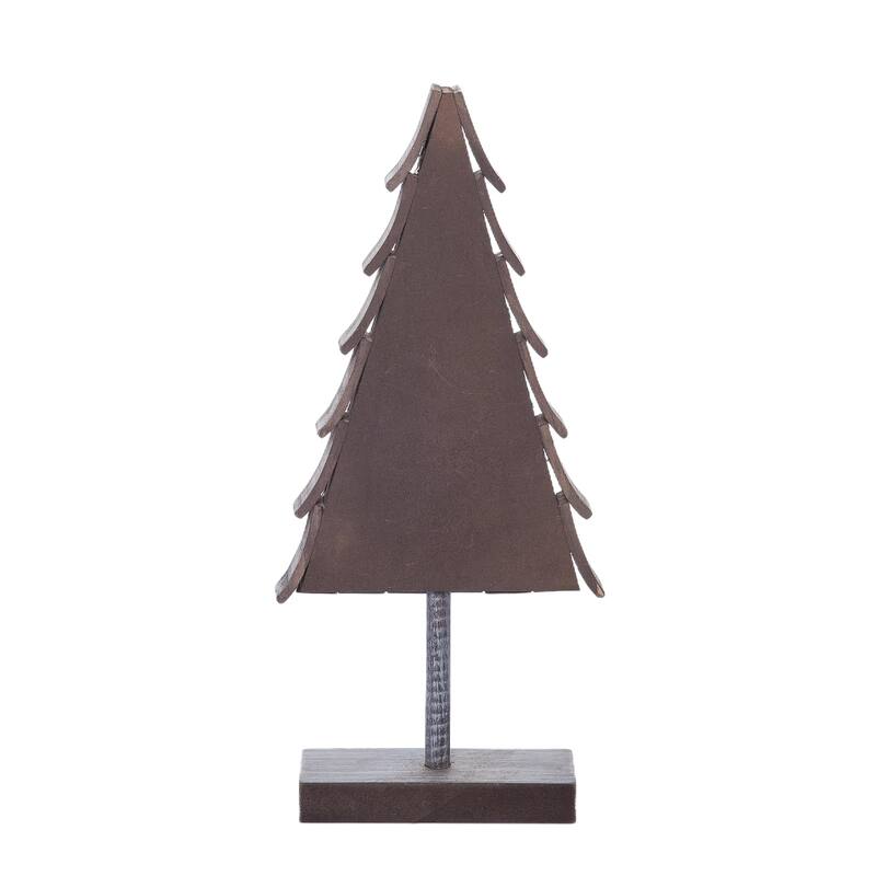 Transpac Wood 13.9 in. Gray Christmas Natural Layered Tree