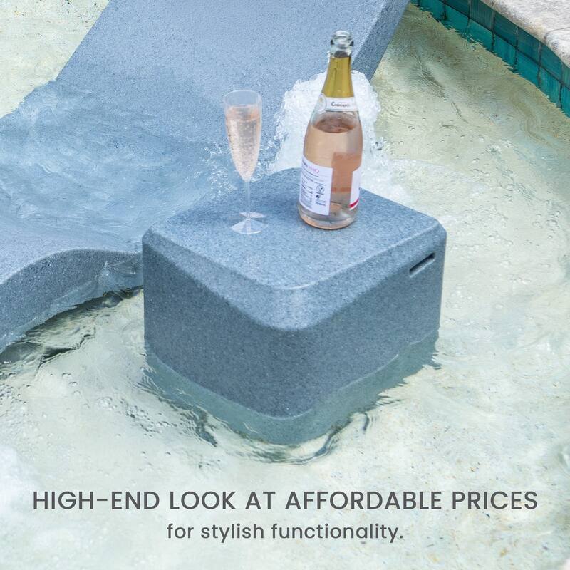 Aqua Outdoors inPool Chaise Set-Two Chaises-Two Pillows-Two Chaise Risers-One Large in Pool Side Table - ledges 9"-14"in Deep