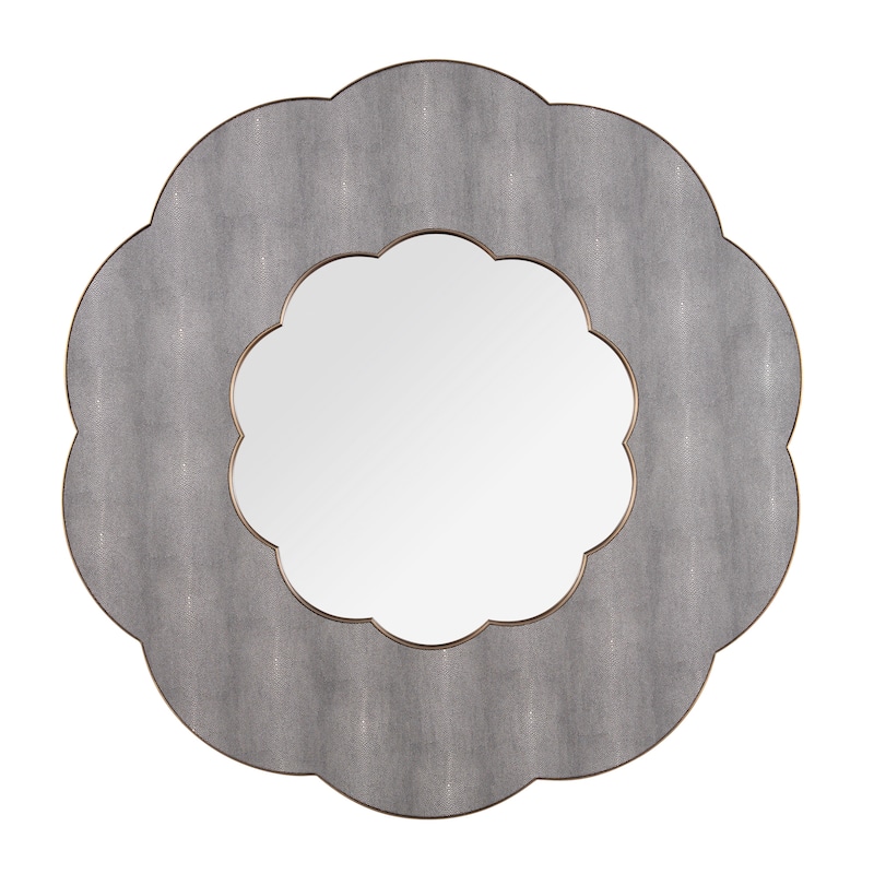Varaluz Scallop Wall Mirror - Gray Shagreen/Weathered Brass - 54"W x 54"H