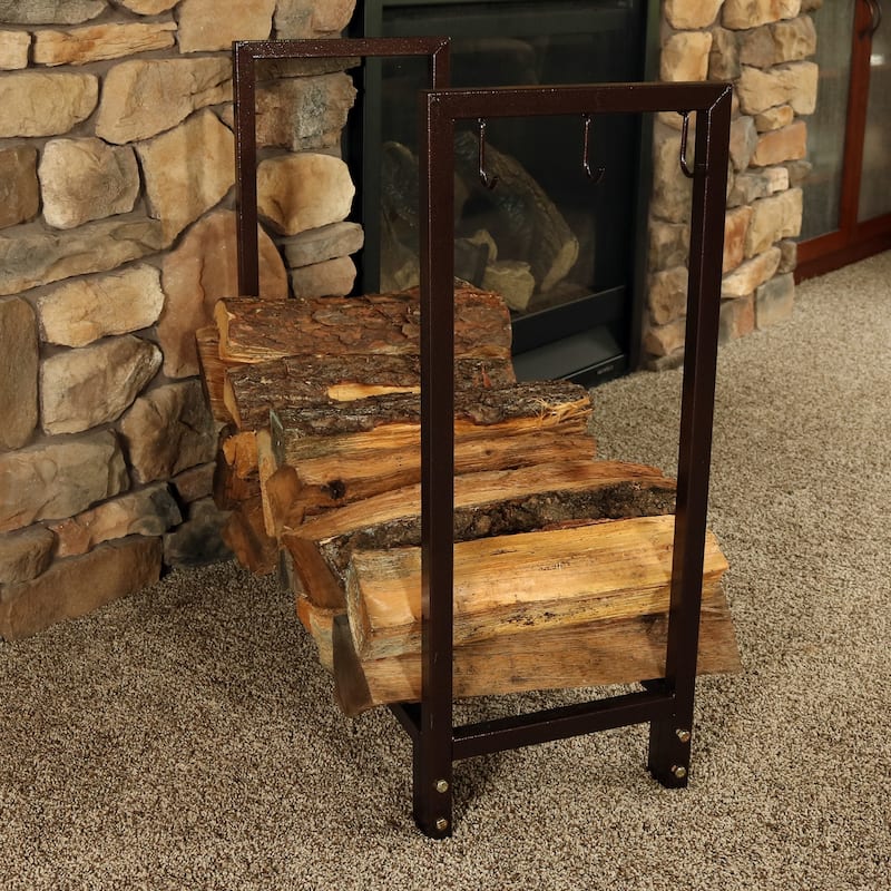 Sunnydaze Log Rack 30" Steel with Bronze Finish Indoor-Outdoor Firewood Storage - Bronze|Bronze