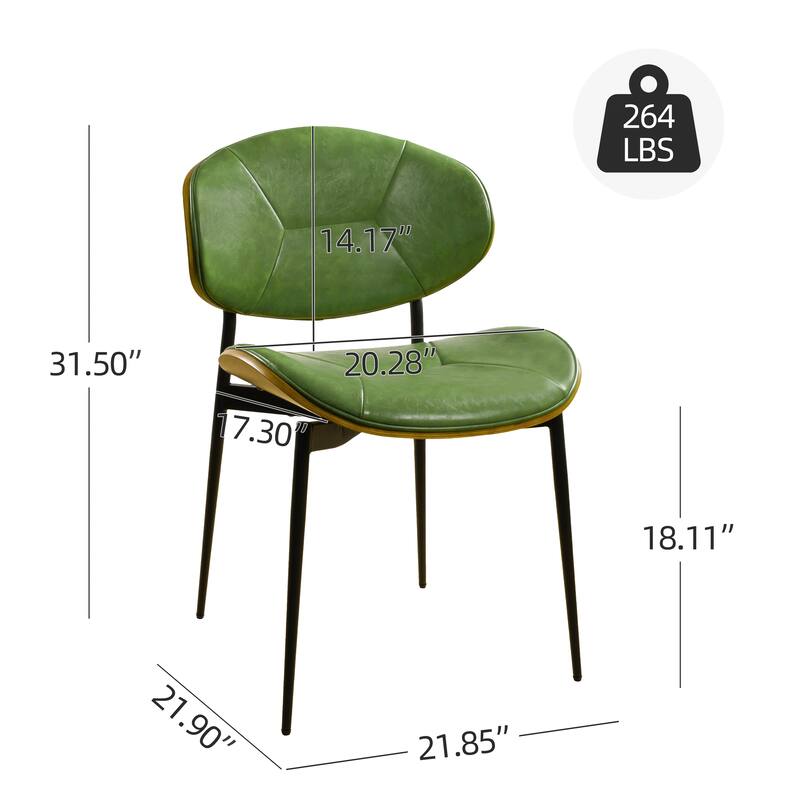 Art Leon Set of 2 Bentwood and PU Upholstered Dining Chair