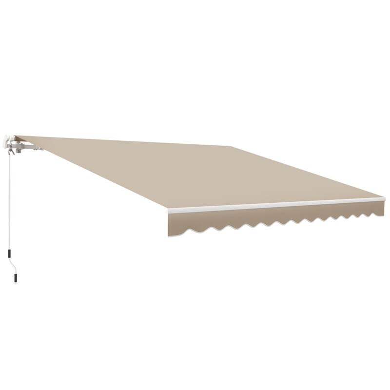 Beige Aluminum Steel Retractable Patio Awning with Water-Resistant Fabric and Crank - 141.7 x 96.5 x 59.1 in
