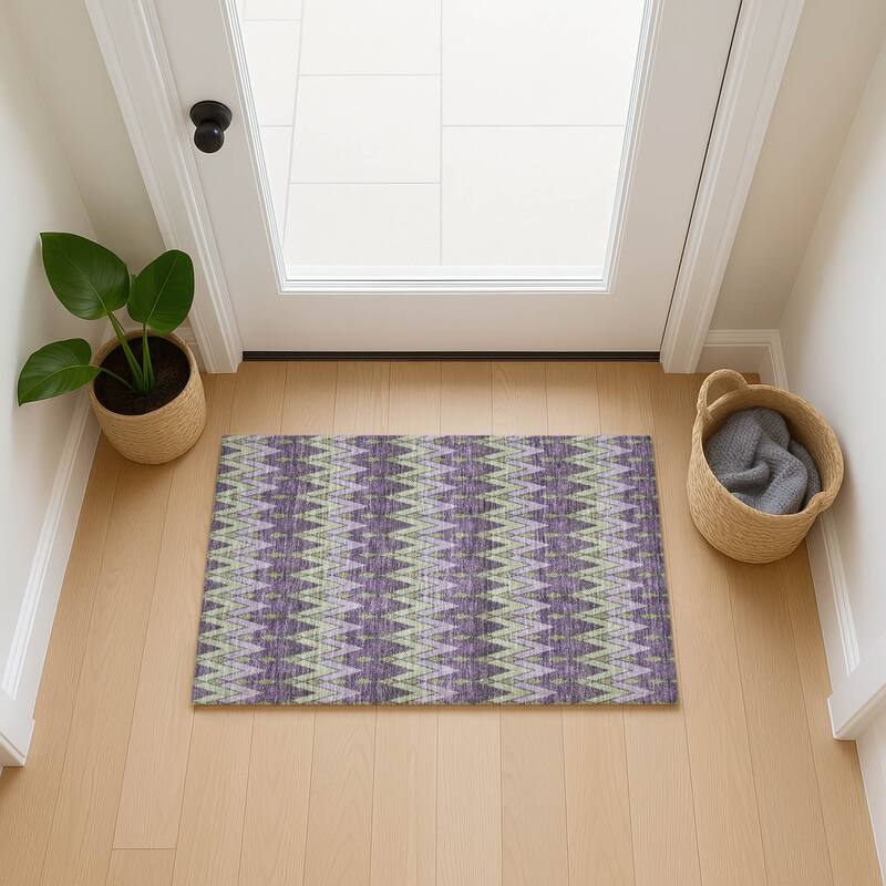 Machine Washable Indoor/ Outdoor Modern Baxter Chantille Rug