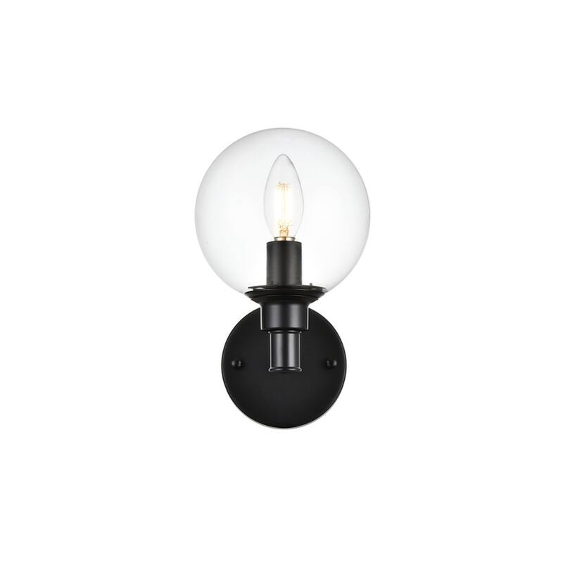 Jaelyin 1 Light Black and Clear Bath Sconce - Black - 6