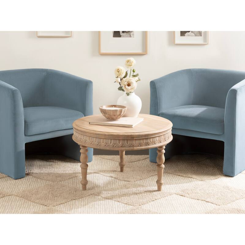 Kate and Laurel Patresa Carved Round Wood Coffee Table - 28x28x18