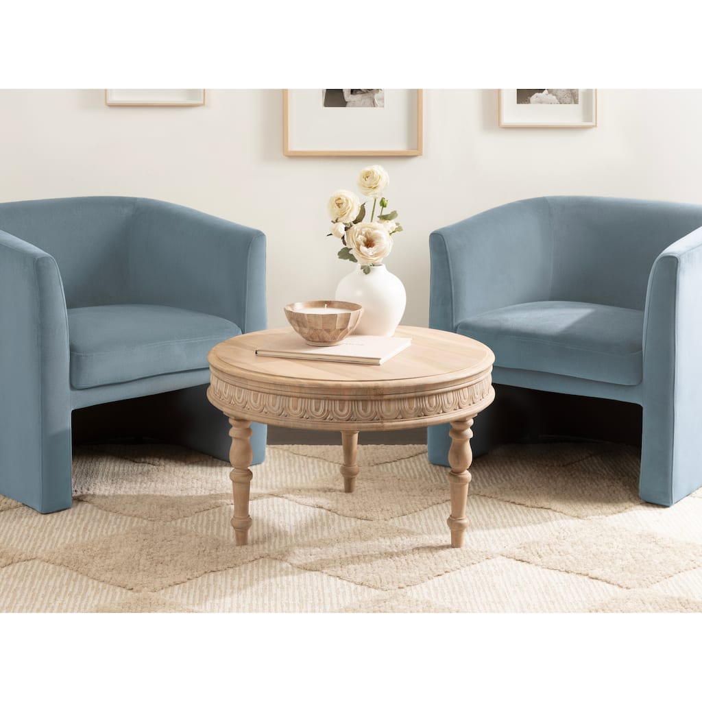 Kate and Laurel Patresa Carved Round Wood Coffee Table - 28x28x18