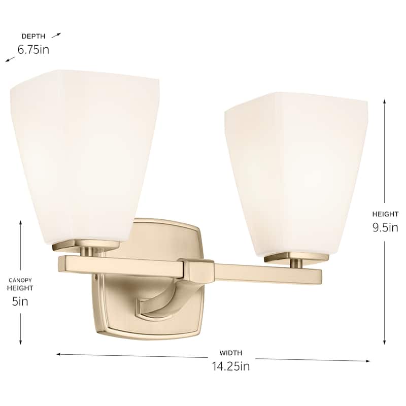 Kichler Lighting Marant 14.25" 2-Light Vanity Light with Opal Glass in Champagne Bronze