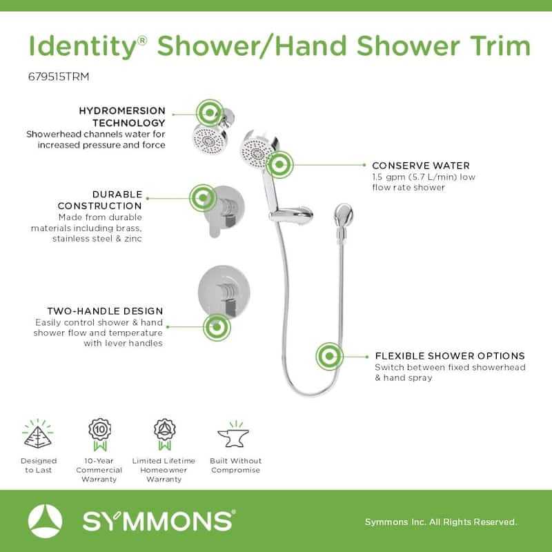 Symmons 679515TRM Identity HydroMersion Pressure Balanced Shower