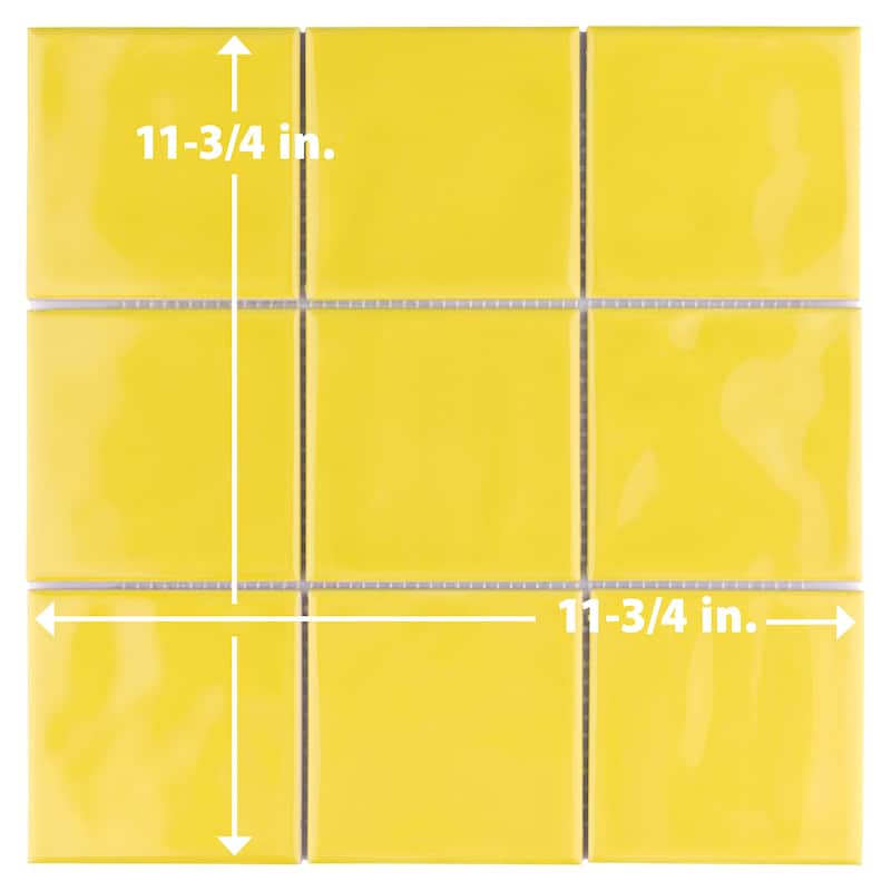 Merola Tile Twist Square Yellow Lemon 11-3/4" x 11-3/4" Ceramic Mosaic Wall Tile