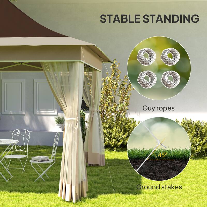 GDFStudio Outdoor Kaelen Quick Pop-Up Gazebo with Mesh Screens and Adjustable Height