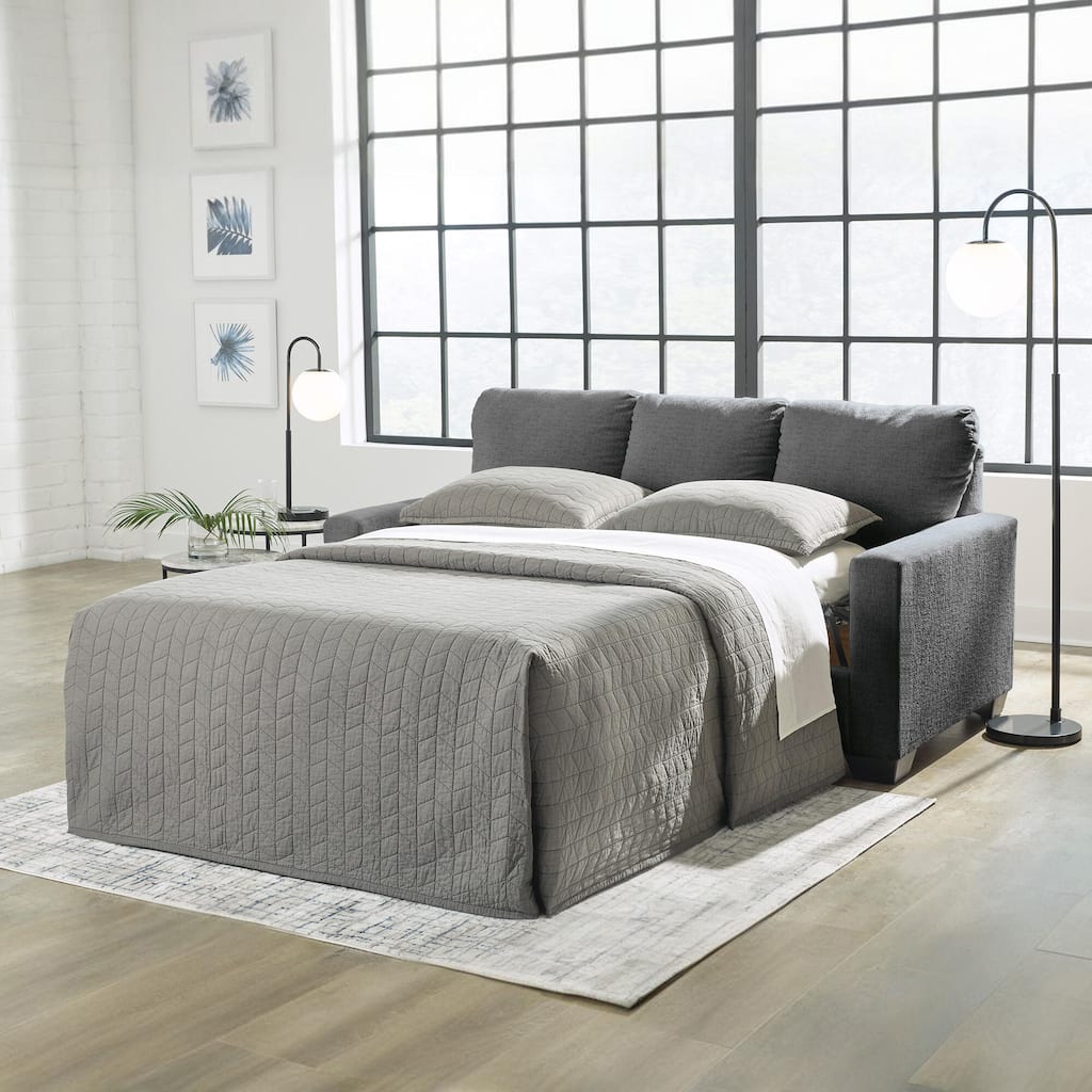 Signature Design by Ashley Rannis Pewter Full Sofa Sleeper - 76"W x 40"D x 39"H
