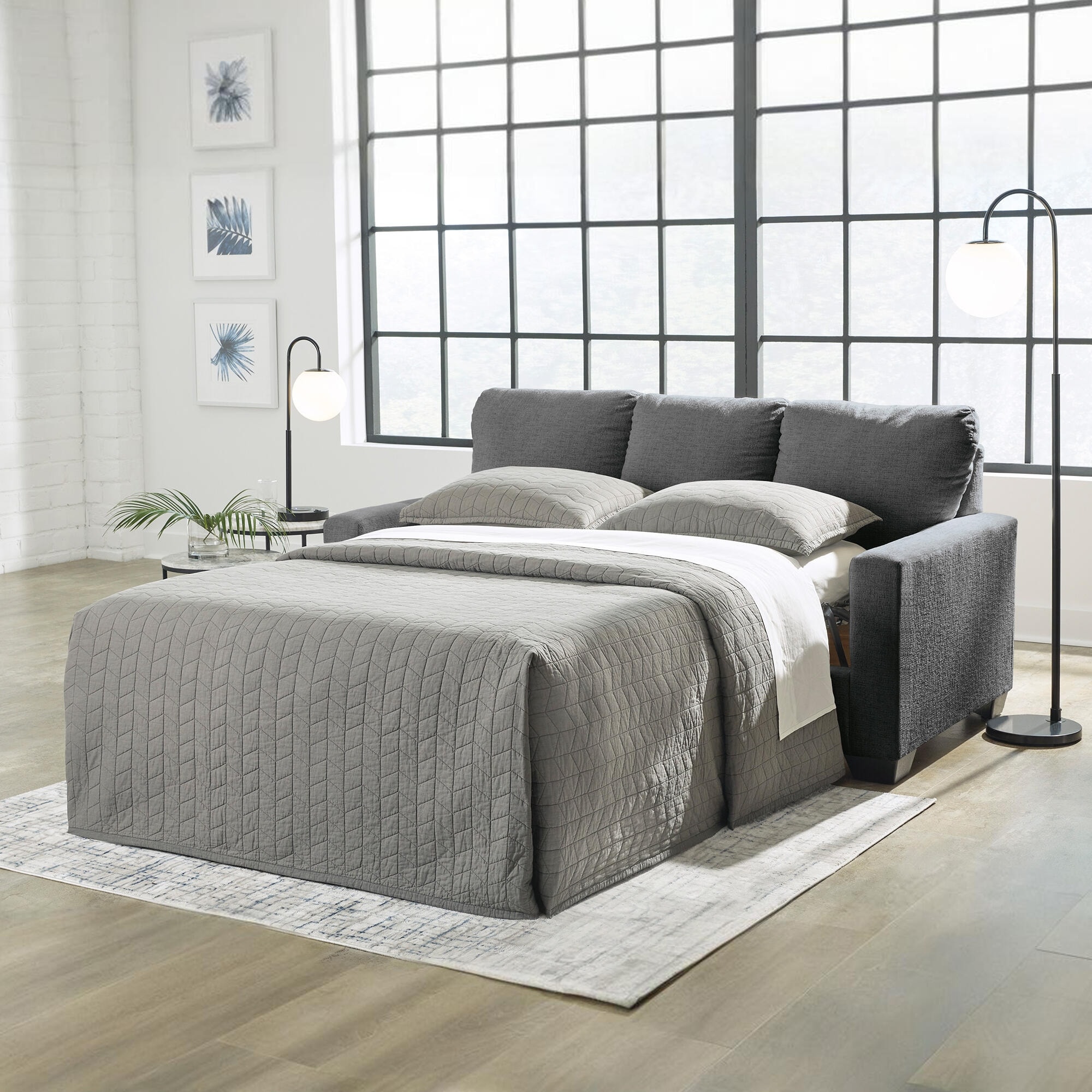 Signature Design by Ashley Rannis Pewter Full Sofa Sleeper - 76"W x 40"D x 39"H