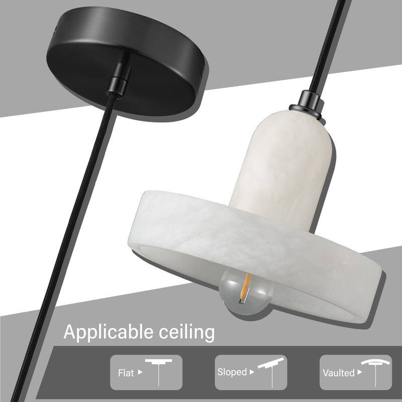 Alabaster Pendant Light for 7.9" Spanish Marble Shade Hanging Light Fixture