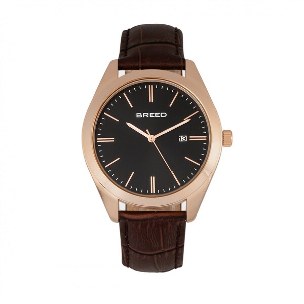 Breed Louis Men's Quartz Watch, Genuine Leather Band, Luminous Hands