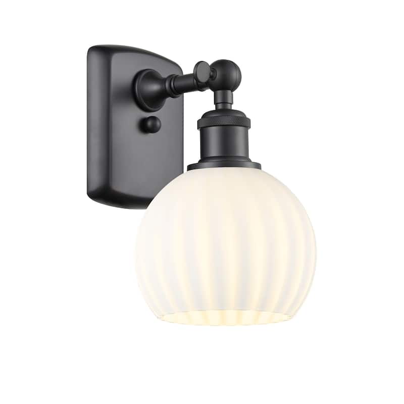 Innovations Lighting 516-1W-9-6 White Venetian Sconce White Venetian - Matte Black / White Venetian