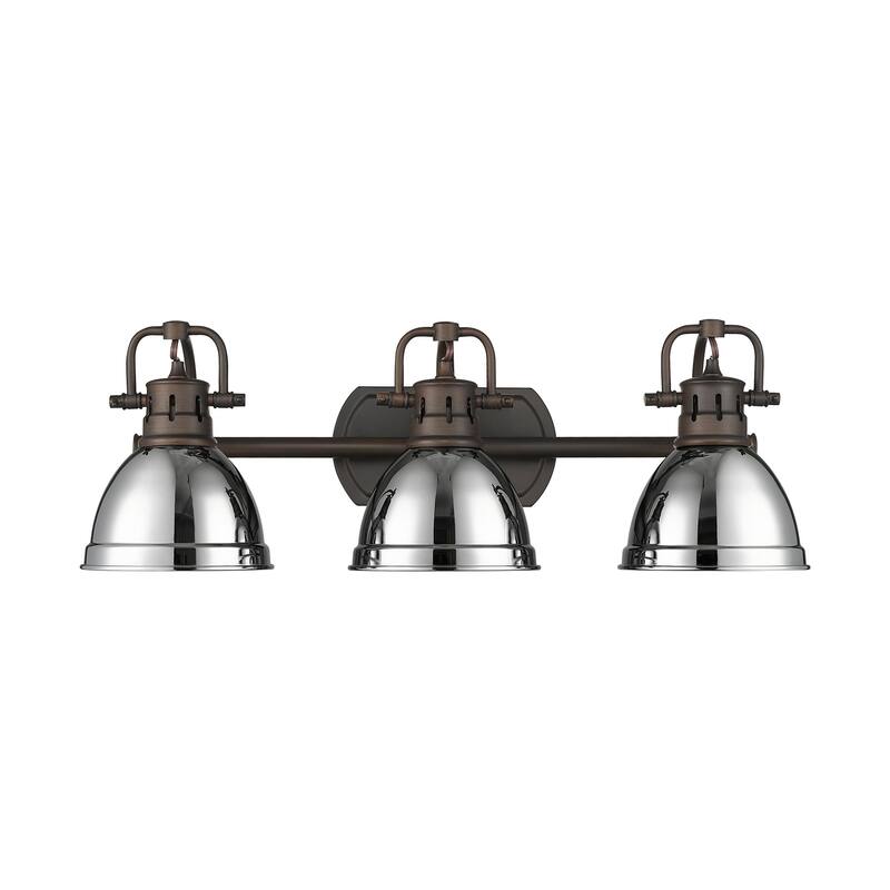 Yep by Golden Lighting Duncan 3-light Vanity in Rubbed Bronze and Chrome shade