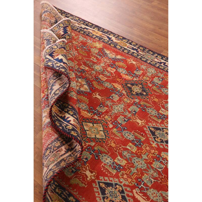 Hand Knotted Oriental 100% Wool Carpet Traditional All-Over Oranges & Rust Kashkoli Area Rug - 7' 8'' X 5' 0''