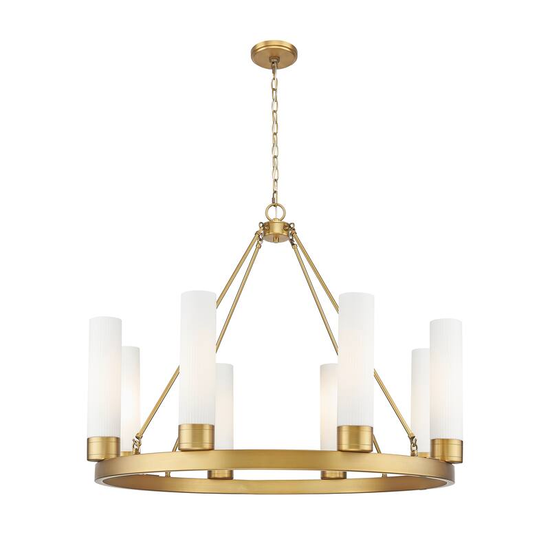 Innovations Lighting Downtown Urban - Boreas - 6 Light 36" Chandelier with 11" Shades - Striped White/Brushed Brass