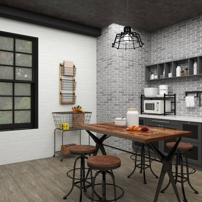 Black Metal 3 or 2 Slot Magazine Rack Holder with Wood Frame and Suspended Wire Baskets