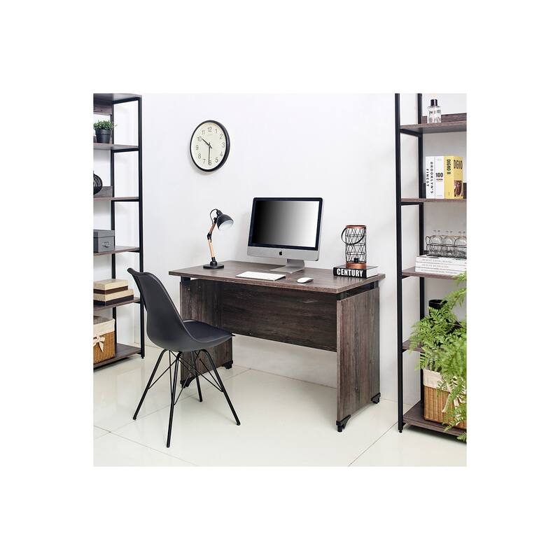 Retro Writing Desk - Rustic Gray Wood Desk for Home Office - Compact Computer Table