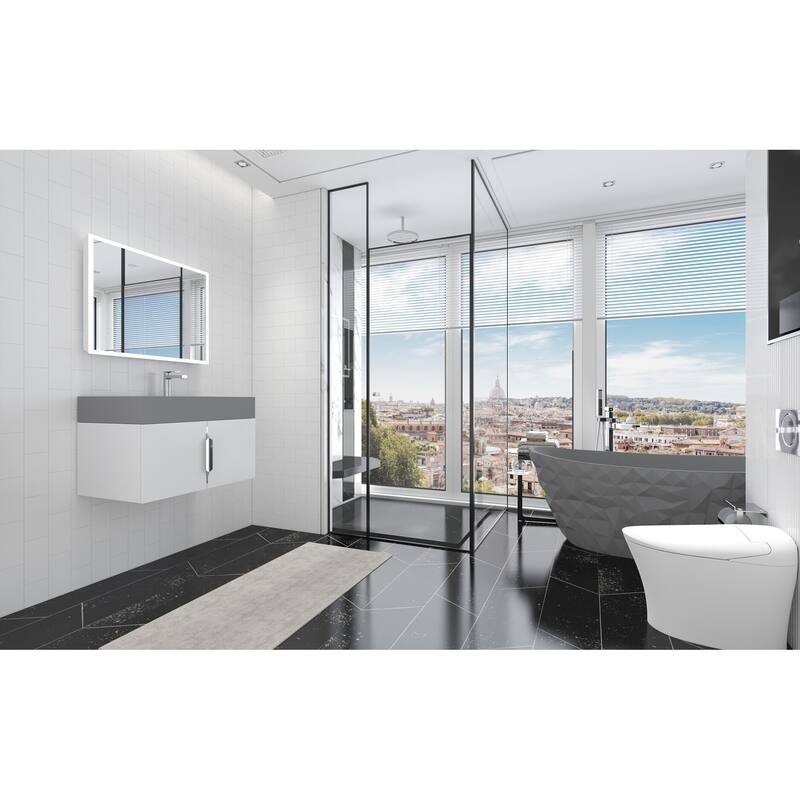 Amazon 30" Wall Mounted Bathroom Right Basin Vanity Set w/ Gray Top