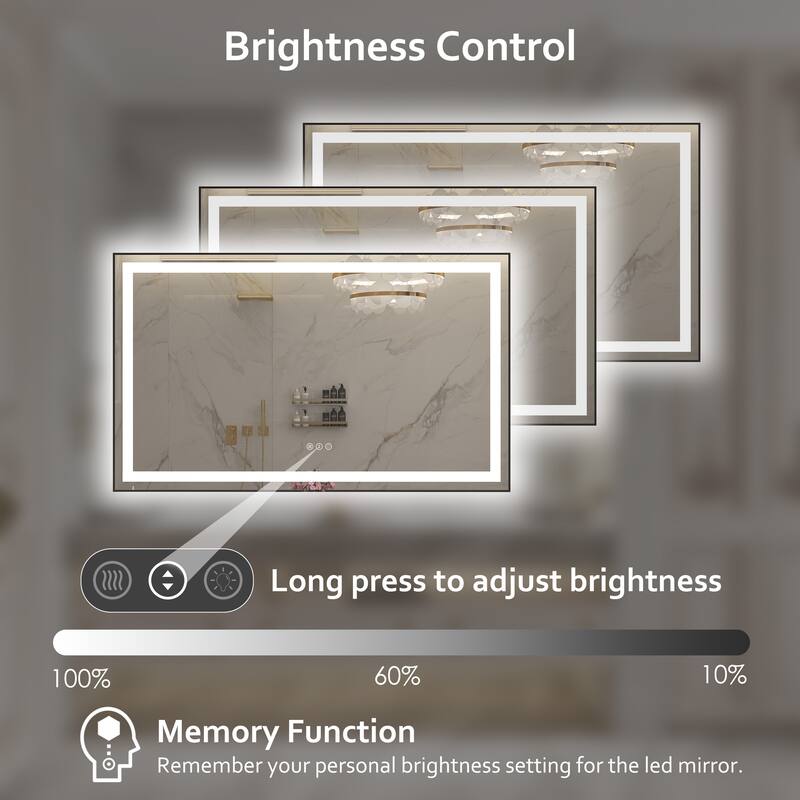 QuivaraView Aluminum front light and backlit LED lighted Framed Tempered Glass Bathroom Vanity Wall Mounted Mirror