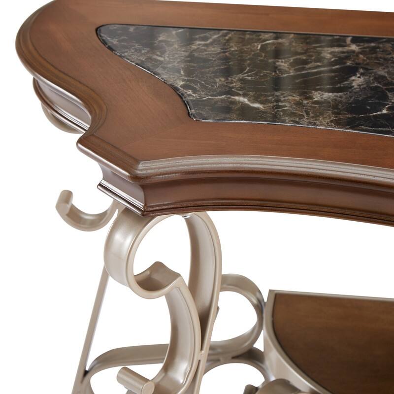 Rustic Brown Marble Paper Top Coffee Table End Sofa Cocktail Table for Living Room