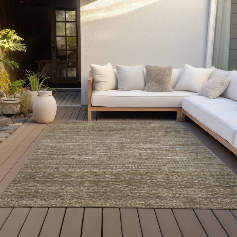 Machine Washable Indoor/Outdoor Modern Trellis Chantille Rug - Chocolate - 3' x 5'
