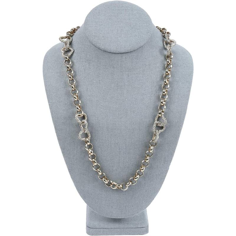 Linen Covered Wood Necklace Bust Display Stand - S