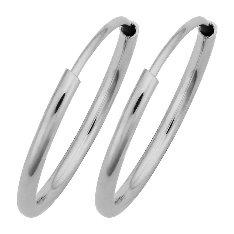 14k White Gold Round Endless Hoop Earrings