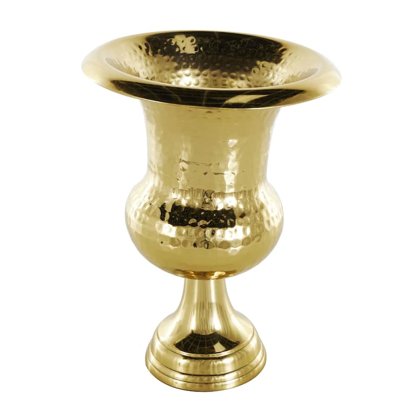 Aluminum Metal Goblet Inspired Hammered Decorative Vase - Silver or Gold - Roche River Decor - Gold