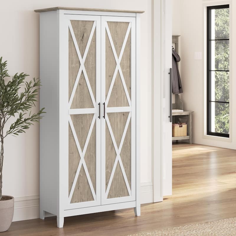 Key West Tall Storage Cabinet with Doors and Shelves by Bush Furniture