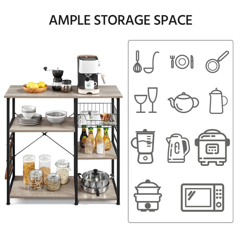 Yaheetech Metal Frame Baker's Rack Kitchen Island Storage Shelf