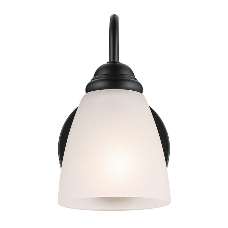 Kichler Lighting Jolie 1-Light Vanity Light with Satin Etched Glass in Black