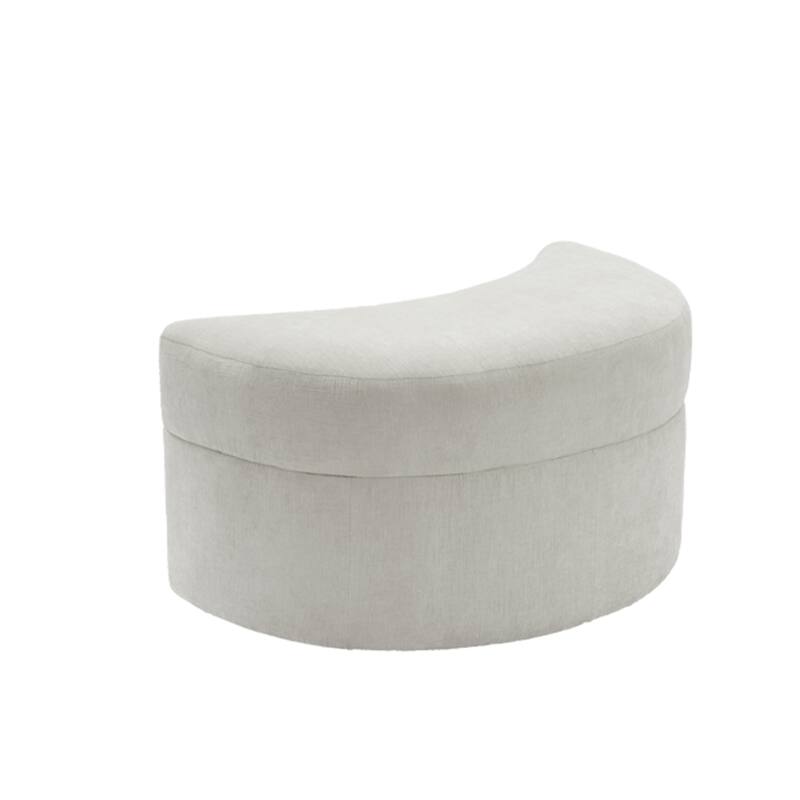 Moon Chenille Upholstered Storage Ottoman