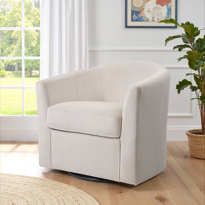 Modern Velvet Upholstered Swivel Barrel Chair for Living Room Lounge