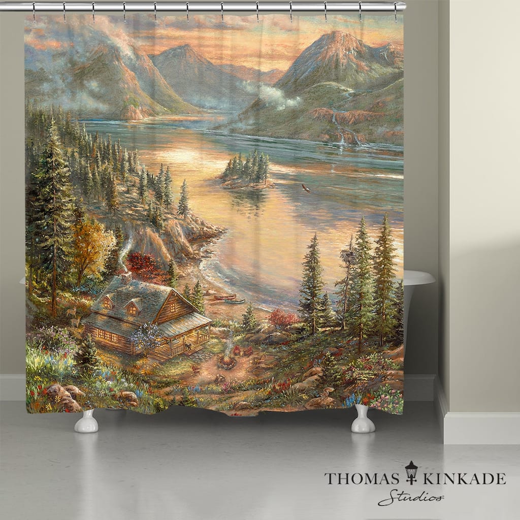 Thomas Kinkade Lakeside Splendor Shower Curtain by Laural Home