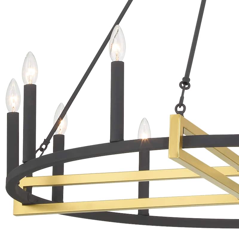 Acroma 12-light 41In Farmhouse Black Geometric Wheel Chandelier