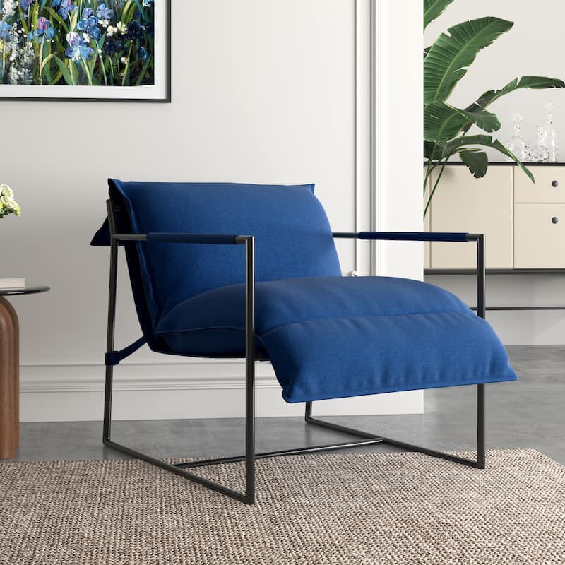 Fabric Armchair Metal Framed Sling Accent Chair